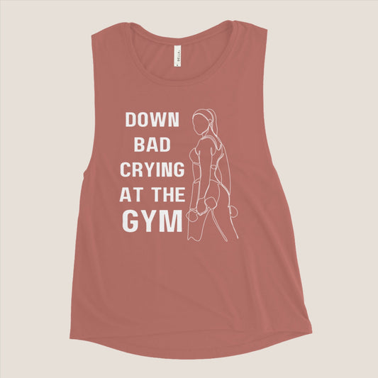 "Down Bad Crying at the Gym" Taylor Swift inspired Women's Muscle Tank // Delysia Designs